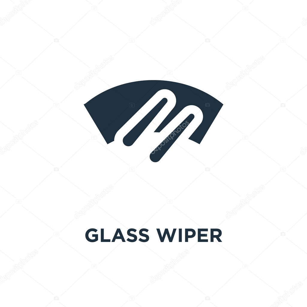 Glass wiper icon. Black filled vector illustration. Glass wiper symbol on white background. Can be used in web and mobile.