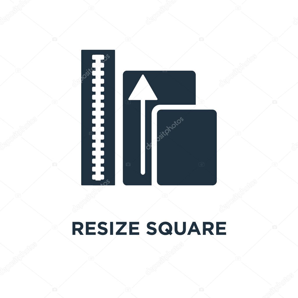 Resize Square icon. Black filled vector illustration. Resize Square symbol on white background. Can be used in web and mobile.