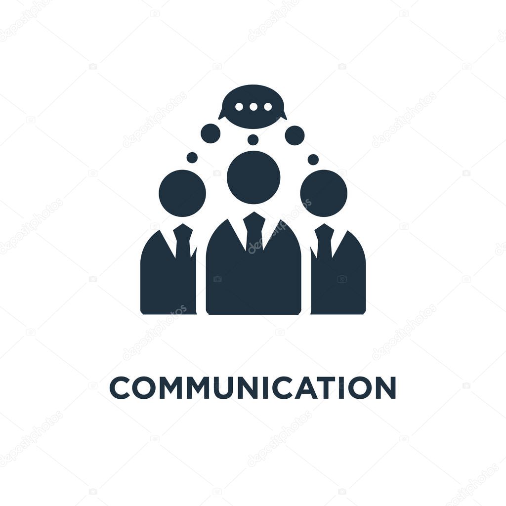 Communication icon. Black filled vector illustration. Communication symbol on white background. Can be used in web and mobile.