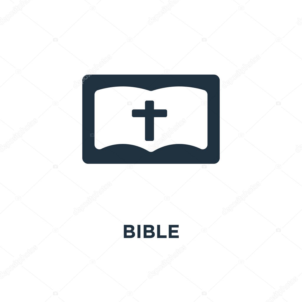 Bible icon. Black filled vector illustration. Bible symbol on white background. Can be used in web and mobile.