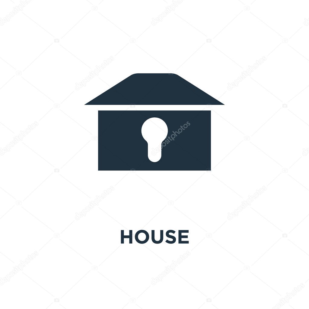 House icon. Black filled vector illustration. House symbol on white background. Can be used in web and mobile.