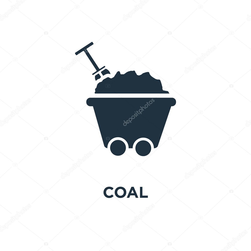 Coal icon. Black filled vector illustration. Coal symbol on white background. Can be used in web and mobile.