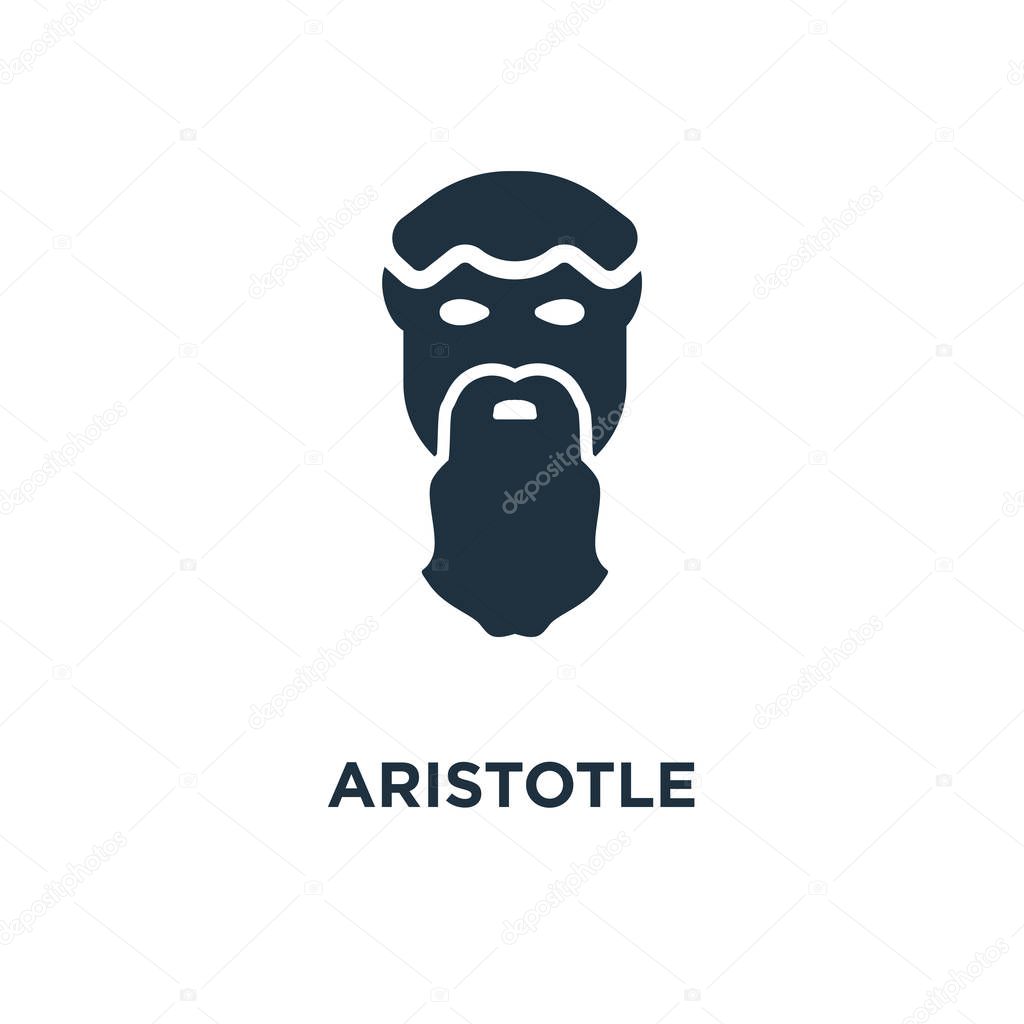 Aristotle icon. Black filled vector illustration. Aristotle symbol on white background. Can be used in web and mobile.