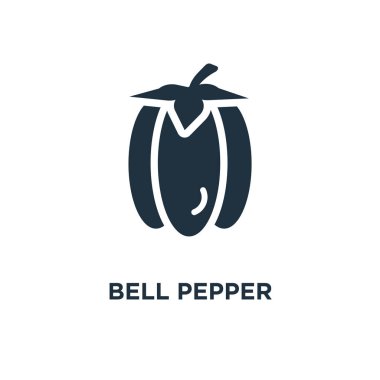 Dolmalık biber simgesi. Siyah vektör çizim dolu. Beyaz arka plan dolmalık biber sembolü. Web ve mobil kullanılabilir.