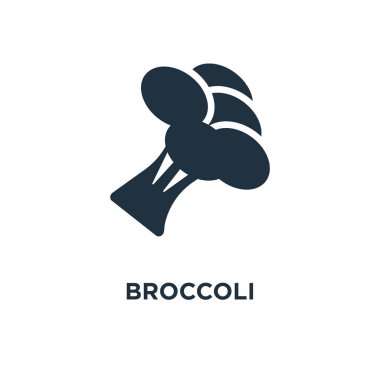Brokoli simgesi. Siyah vektör çizim dolu. Beyaz arka plan brokoli sembolü. Web ve mobil kullanılabilir.