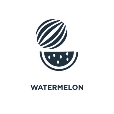 Karpuz simgesi. Siyah vektör çizim dolu. Beyaz arka plan karpuz sembolü. Web ve mobil kullanılabilir.