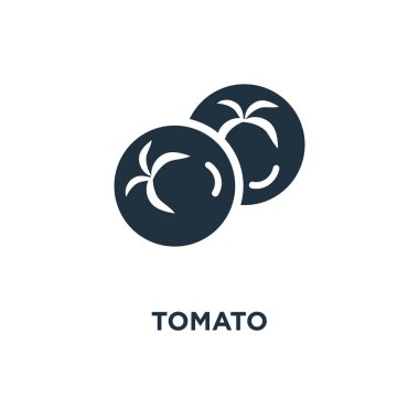 Domates simgesi. Siyah vektör çizim dolu. Beyaz arka plan domates sembolü. Web ve mobil kullanılabilir.