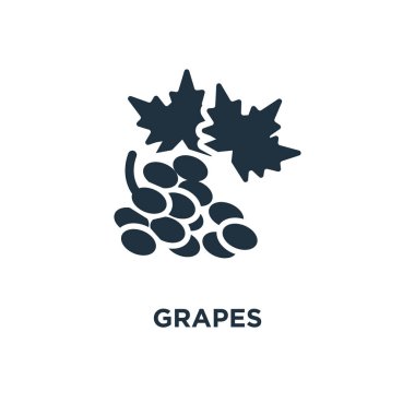 Üzüm simgesi. Siyah vektör çizim dolu. Beyaz arka plan üzüm sembolü. Web ve mobil kullanılabilir.
