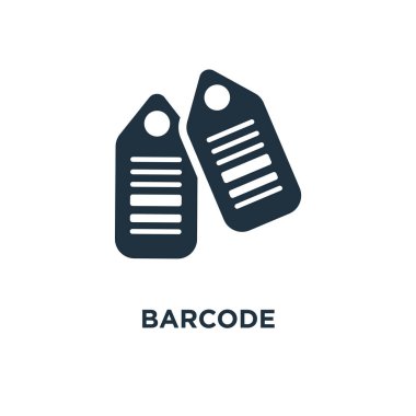 Barkod simgesi. Siyah vektör çizim dolu. Beyaz arka plan üzerinde barkod simgesi. Web ve mobil kullanılabilir.