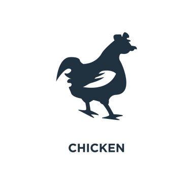 Tavuk simgesi. Siyah vektör çizim dolu. Beyaz arka plan tavuk sembolü. Web ve mobil kullanılabilir.