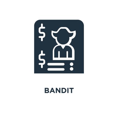 Haydut simgesi. Siyah vektör çizim dolu. Beyaz arka plan haydut sembolü. Web ve mobil kullanılabilir.