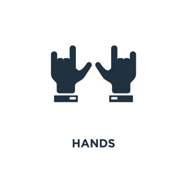 Eller simgesini. Siyah vektör çizim dolu. Eller simgesini, başka beyaz arka plan üzerinde. Web ve mobil kullanılabilir.