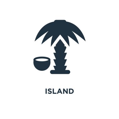 Ada simgesi. Siyah vektör çizim dolu. Beyaz arka plan Adası sembolü. Web ve mobil kullanılabilir.