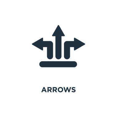 Ok simgesi. Siyah vektör çizim dolu. Beyaz arka plan üzerinde ok sembolü. Web ve mobil kullanılabilir.