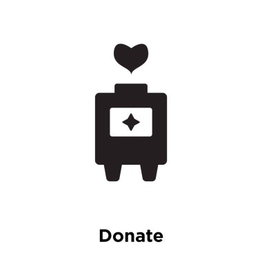 Beyaz arka plan, logo şeffaf arka plan, bağış işareti kavramı üzerinde izole bağış simge vektör siyah sembol dolu