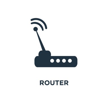 Yönlendirici simgesi. Siyah vektör çizim dolu. Beyaz arka plan üzerinde yönlendirici sembolü. Web ve mobil kullanılabilir.