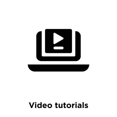 Video eğitimlerini simge vektör, beyaz arka plan üzerinde izole Video tutorials kavramı logo şeffaf arka plan, dolgulu siyah sembolü imzalamak