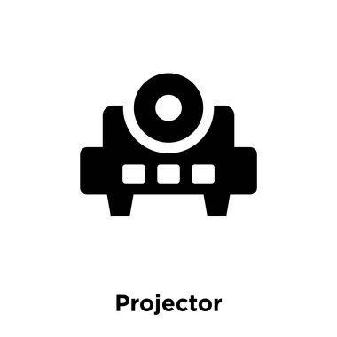 Beyaz arka plan, logo şeffaf arka plan, projektör işareti kavramı üzerinde izole projektör simge vektör siyah sembol dolu