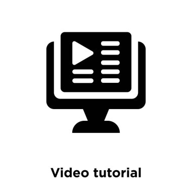 Beyaz arka plan, logo şeffaf arka plan Video öğretici işareti kavramı üzerinde izole video öğretici simge vektör siyah sembol dolu