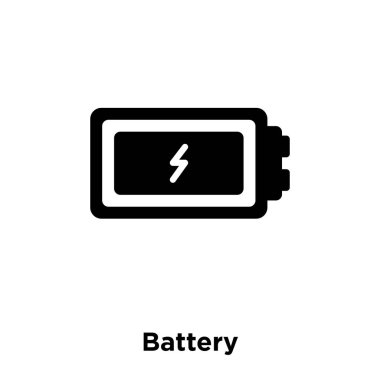 Beyaz arka plan, logo şeffaf arka plan, pil işareti kavramı üzerinde izole pil simgesi vektör siyah sembol dolu