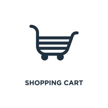 Alışveriş sepeti simgesi. Siyah vektör çizim dolu. Beyaz arka plan alışveriş sepeti sembolü. Web ve mobil kullanılabilir.