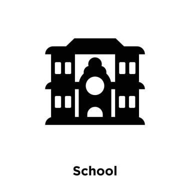 Beyaz arka plan, logo şeffaf arka plan, okul işareti kavramı üzerinde izole okul simge vektör siyah sembol dolu