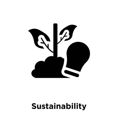 Beyaz arka plan, logo şeffaf arka plan, tabelada sürdürülebilirlik kavramı üzerinde izole sürdürülebilirlik simge vektör siyah sembol dolu