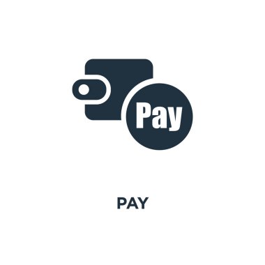 Simge ödemek. Siyah vektör çizim dolu. Sembolü beyaz arka plan üzerinde ödeme. Web ve mobil kullanılabilir.