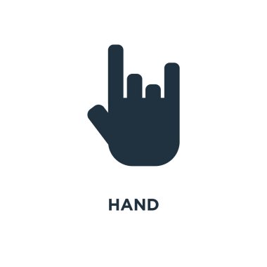 El simgesi. Siyah vektör çizim dolu. Beyaz arka plan üzerinde el simgesi. Web ve mobil kullanılabilir.