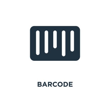 Barkod simgesi. Siyah vektör çizim dolu. Beyaz arka plan üzerinde barkod simgesi. Web ve mobil kullanılabilir.