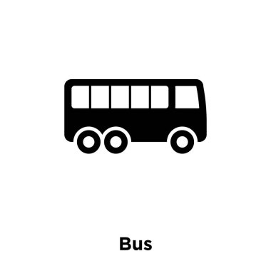 Beyaz arka plan, logo şeffaf arka plan, otobüs işareti kavramı üzerinde izole otobüs simge vektör siyah sembol dolu