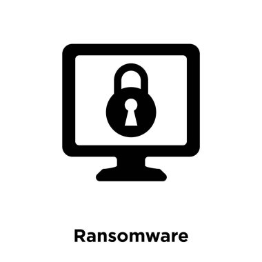 Beyaz arka plan, logo şeffaf arka plan, tabelada Ransomware kavramı üzerinde izole Ransomware simge vektör siyah sembol dolu