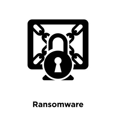 Beyaz arka plan, logo şeffaf arka plan, tabelada Ransomware kavramı üzerinde izole Ransomware simge vektör siyah sembol dolu