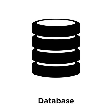 Beyaz arka plan, logo şeffaf arka plan veritabanı işareti kavramı üzerinde izole veritabanı simge vektör siyah sembol dolu
