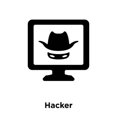 Beyaz arka plan, logo şeffaf arka plan, tabelada Hacker kavramı üzerinde izole kesmek simge vektör siyah sembol dolu