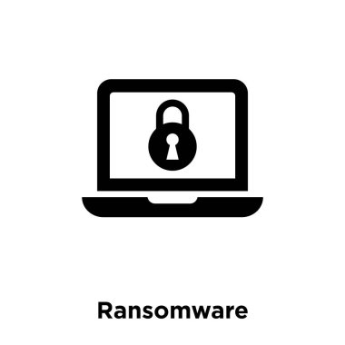 Beyaz arka plan, logo şeffaf arka plan, tabelada Ransomware kavramı üzerinde izole Ransomware simge vektör siyah sembol dolu