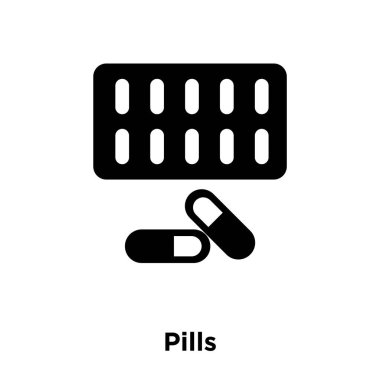 Beyaz arka plan, logo şeffaf arka plan, hap işareti kavramı üzerinde izole hapları simge vektör siyah sembol dolu