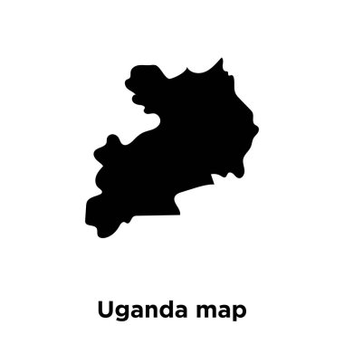 Uganda Haritası simge vektör, beyaz arka plan üzerinde izole Uganda harita kavramı logo oturum şeffaf arka plan, dolgulu siyah sembolü