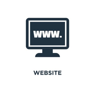 Web sitesi simge. Siyah vektör çizim dolu. Beyaz arka plan Web sitesi sembolü. Web ve mobil kullanılabilir.
