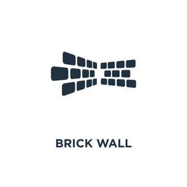 Tuğla duvar simgesi. Siyah vektör çizim dolu. Tuğla sembolü beyaz arka plan üzerinde duvar. Web ve mobil kullanılabilir.