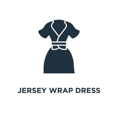 Jersey Wrap elbise simgesi. Siyah vektör çizim dolu. Beyaz arka plan Jersey Wrap elbise sembolü. Web ve mobil kullanılabilir.