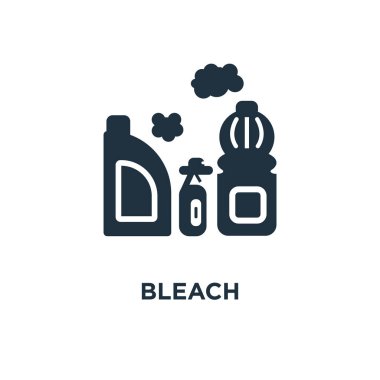 Çamaşır suyu simgesi. Siyah vektör çizim dolu. Beyaz arka plan üzerinde çamaşır suyu sembolü. Web ve mobil kullanılabilir.