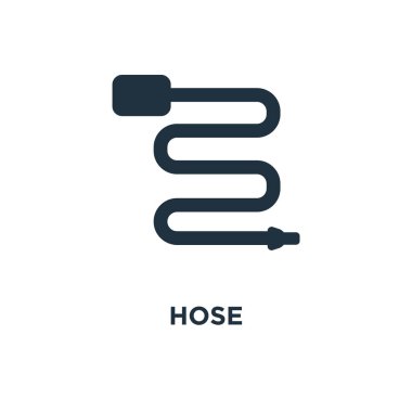 Hortum simgesi. Siyah vektör çizim dolu. Beyaz arka plan üzerinde hortum sembolü. Web ve mobil kullanılabilir.