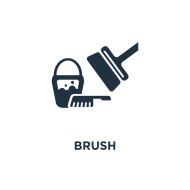 Fırça simgesi. Siyah vektör çizim dolu. Beyaz arka plan üzerinde fırça simgesi. Web ve mobil kullanılabilir.
