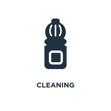 Simge temizlik. Siyah vektör çizim dolu. Beyaz arka plan temizleme sembolü. Web ve mobil kullanılabilir.