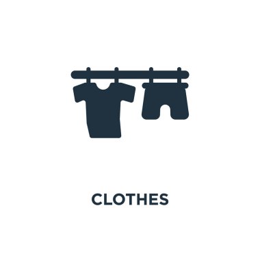 Elbise simgesi. Siyah vektör çizim dolu. Beyaz arka plan üzerinde elbise sembolü. Web ve mobil kullanılabilir.