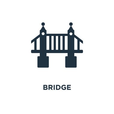 Bridge simgesini. Siyah vektör çizim dolu. Beyaz arka plan üzerinde köprü sembolü. Web ve mobil kullanılabilir.