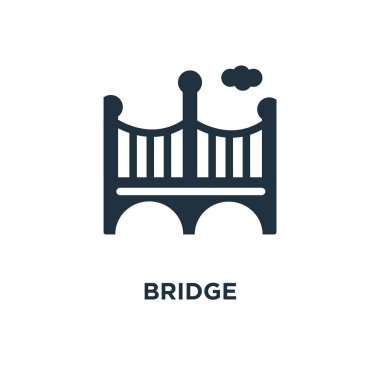 Bridge simgesini. Siyah vektör çizim dolu. Beyaz arka plan üzerinde köprü sembolü. Web ve mobil kullanılabilir.
