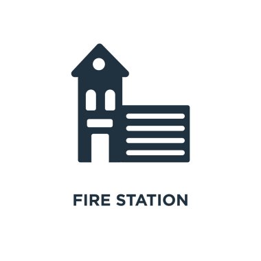 İtfaiye simgesi. Siyah vektör çizim dolu. Beyaz arka plan itfaiye sembolü. Web ve mobil kullanılabilir.