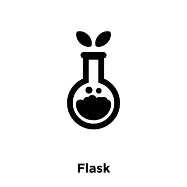 Beyaz arka plan, logo şeffaf arka plan, Flask işareti kavramı üzerinde izole şişesi simge vektör siyah sembol dolu